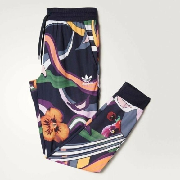 NWT Adidas Originals Az3239 Women Floral Burst Crepe Cuffed Pants Tights Size S - Picture 5 of 11